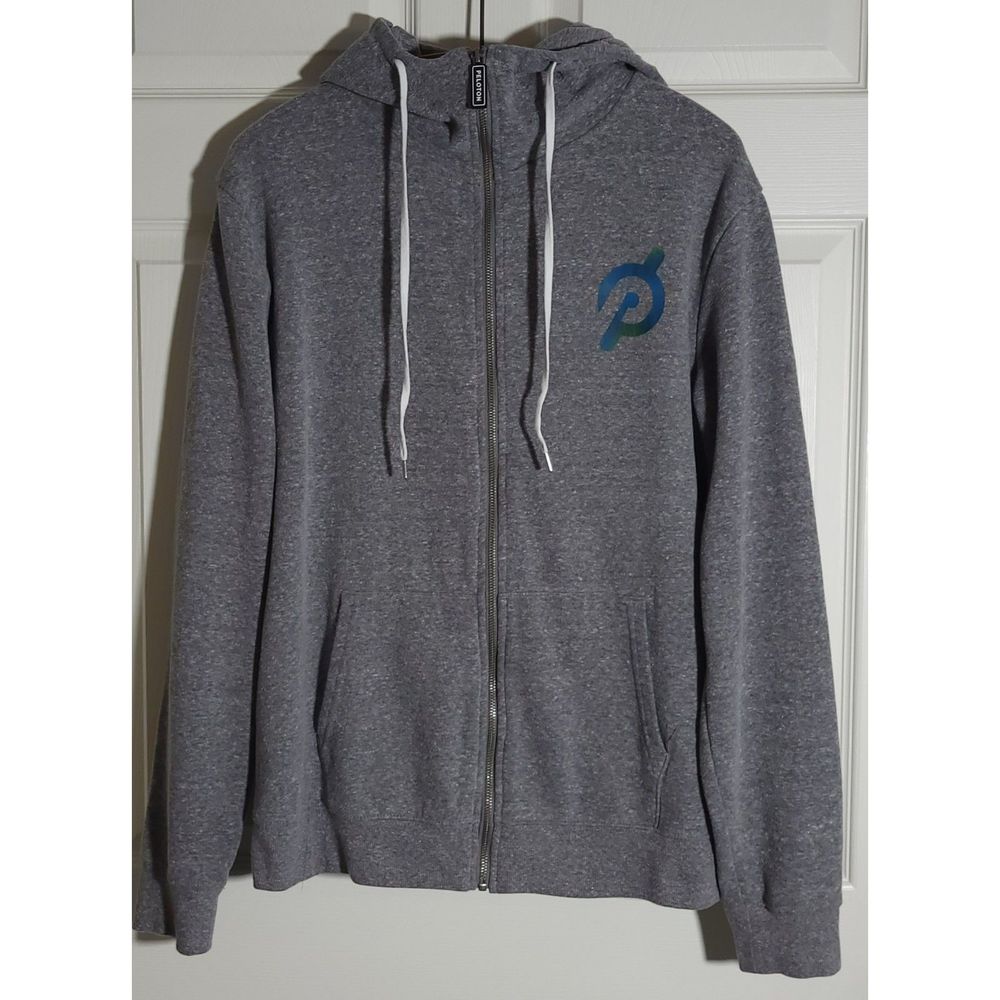 Peloton‎ Men's Large Hoodie Full Zip Sweatshirt Gray Pre-Owned
